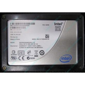 Нерабочий SSD 40Gb Intel SSDSA2M040G2GC 2.5" FW:02HD SA: E87243-203 (Кратово)